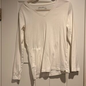 Eddie Bauer White V-Neck Shirt